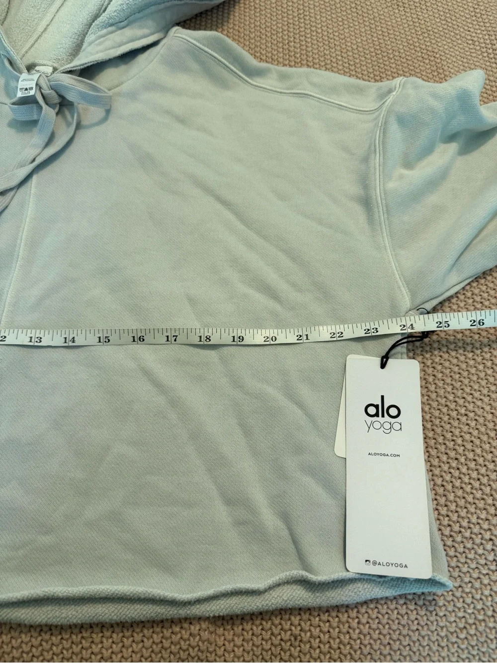 NWT ALO Yoga Washed Edge Hoodie in Chalk like Gray Cropped Boxy Large